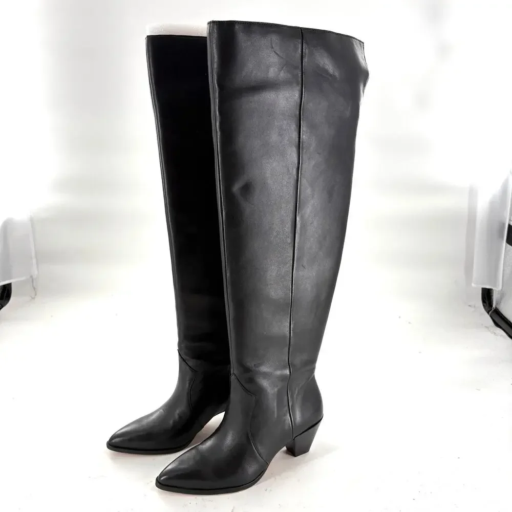 Vince Camuto Sewinny Over the Knee Boots 6 Black NWOT Wide Calf Tall Heel Glam